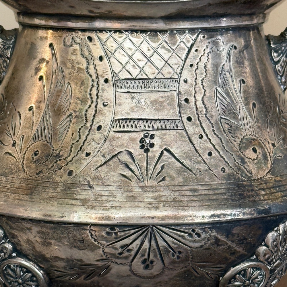 Antique H Schade New York Triple Plate Silver Footed Sugar Bowl Etched 103 - Picture 3 of 8